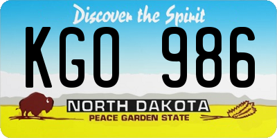 ND license plate KGO986