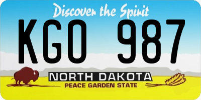 ND license plate KGO987