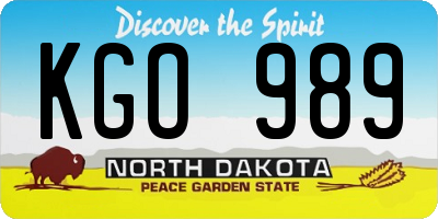 ND license plate KGO989