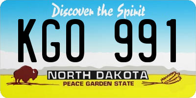 ND license plate KGO991