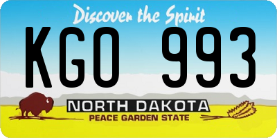 ND license plate KGO993