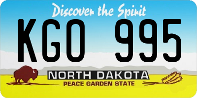 ND license plate KGO995