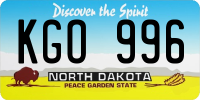 ND license plate KGO996