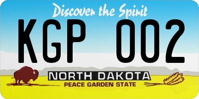 ND license plate KGP002