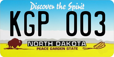 ND license plate KGP003