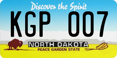 ND license plate KGP007