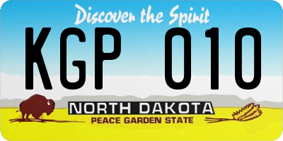 ND license plate KGP010