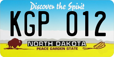 ND license plate KGP012