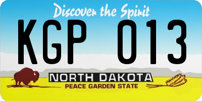 ND license plate KGP013