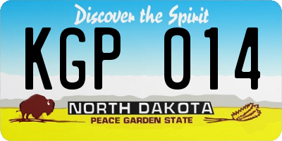 ND license plate KGP014