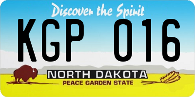 ND license plate KGP016