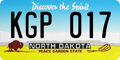 ND license plate KGP017