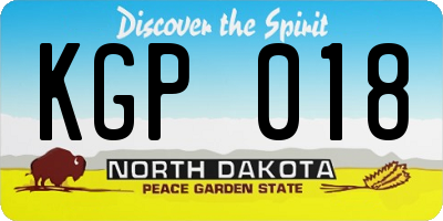 ND license plate KGP018