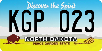 ND license plate KGP023