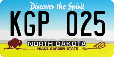 ND license plate KGP025