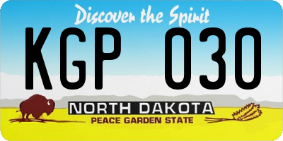 ND license plate KGP030
