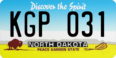 ND license plate KGP031