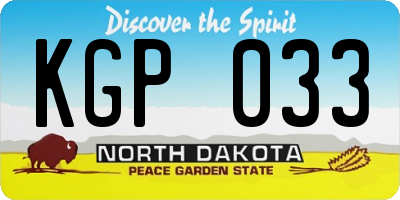 ND license plate KGP033
