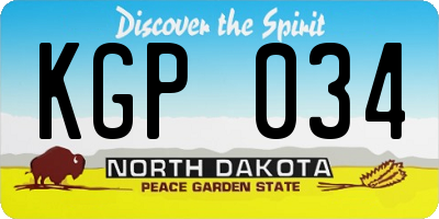 ND license plate KGP034