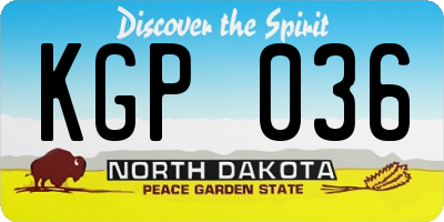 ND license plate KGP036