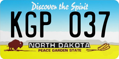 ND license plate KGP037
