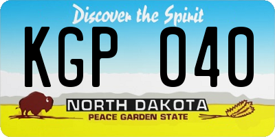 ND license plate KGP040