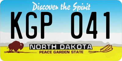 ND license plate KGP041