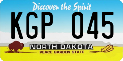 ND license plate KGP045