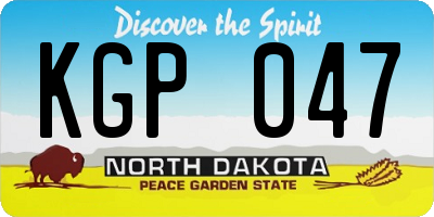 ND license plate KGP047