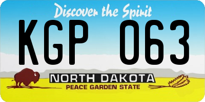 ND license plate KGP063