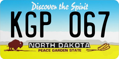 ND license plate KGP067