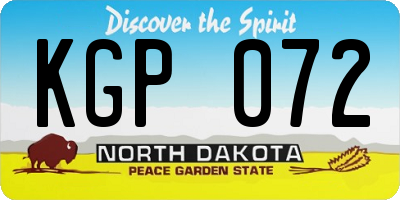 ND license plate KGP072
