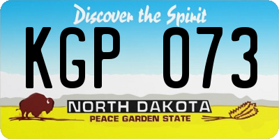 ND license plate KGP073
