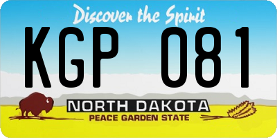 ND license plate KGP081