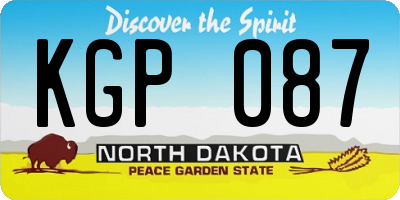 ND license plate KGP087