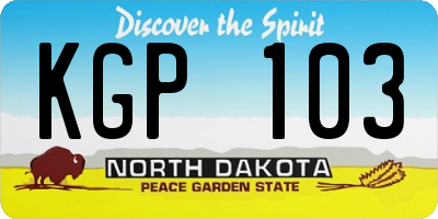 ND license plate KGP103