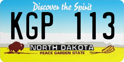 ND license plate KGP113
