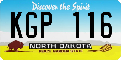 ND license plate KGP116