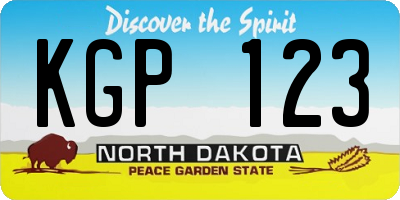 ND license plate KGP123