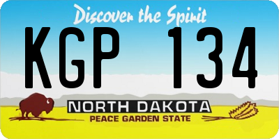 ND license plate KGP134