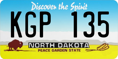 ND license plate KGP135