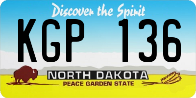 ND license plate KGP136