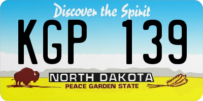 ND license plate KGP139