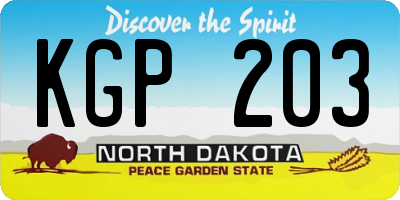 ND license plate KGP203