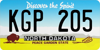 ND license plate KGP205