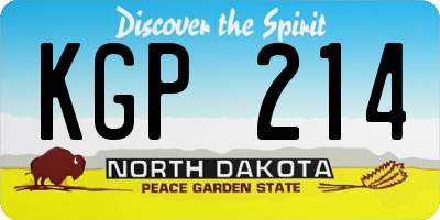 ND license plate KGP214