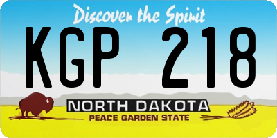 ND license plate KGP218