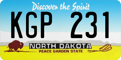 ND license plate KGP231