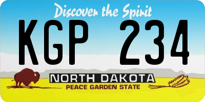 ND license plate KGP234