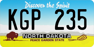 ND license plate KGP235